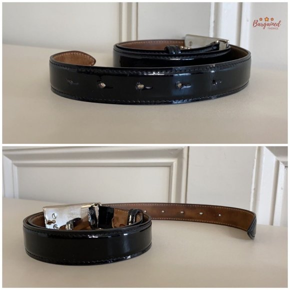 Authentic Dolce & Gabbana Black Patent Leather Belt Silver  display picture 1